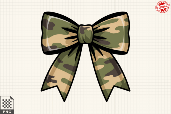Camo Brushstroke Coquette Bow Clipart for Modern DIY