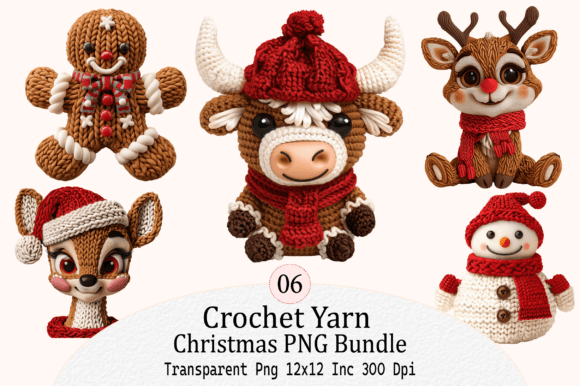 Crochet Yarn Christmas PNG Bundl: A Creative Resource for Holiday Crafting