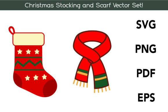 Elevate Your Holiday Designs with the Christmas Stocking Scarf Vector Set