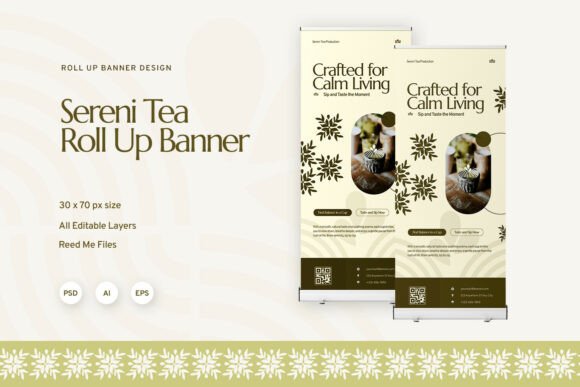 Elevating Brand Presence with the Sereni Tea Roll Up Banner Template