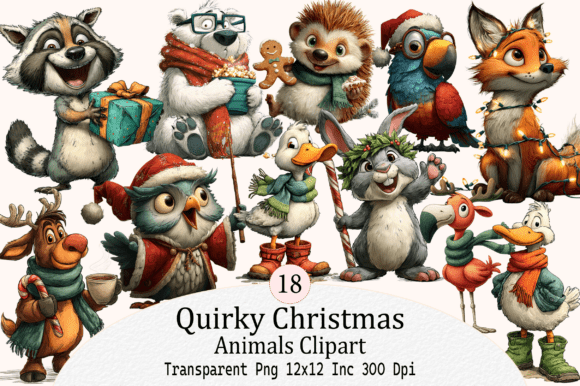 Evaluating Quirky Christmas Animals Clipart for Holiday Design Projects