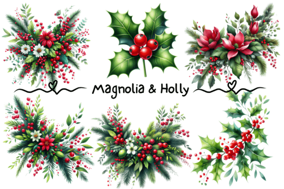Magnolia Holly Clipart: Elevate Your Holiday Designs