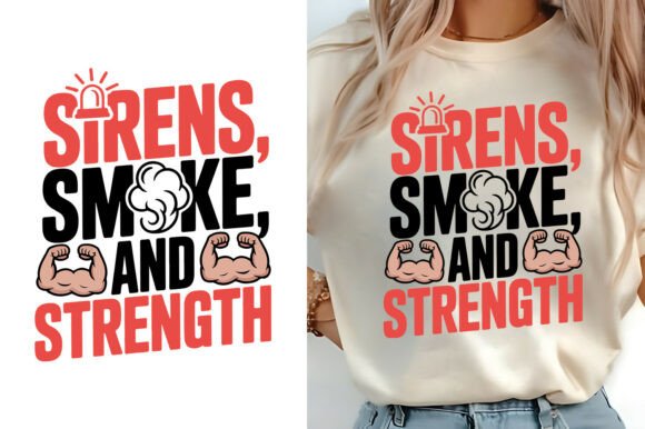 Sirens Smoke and Strength Fireman Shirt Design