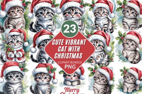 Unleashing Holiday Creativity with the Cute Cat Christmas PNG Clipart Bundle