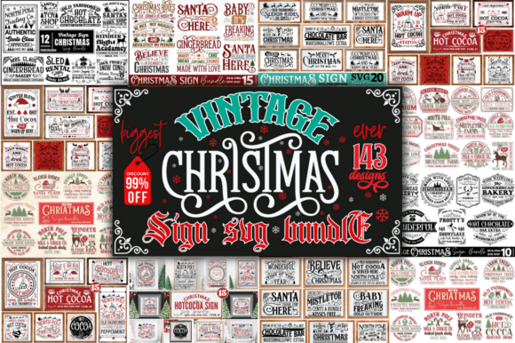 Unlocking Holiday Creativity with the Mega Vintage Christmas Sign SVG Bundle